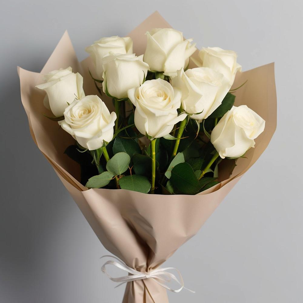 9 Белых роз Эдлесс Лав в Ишиме Букет 9 Белых роз Эдлесс Лав в Ишиме