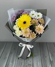 Букет цветов из:  Розы, Герберы и Хризантемы в Ишиме