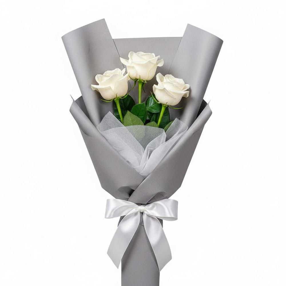 Букет 3 белые розы в Ишиме
