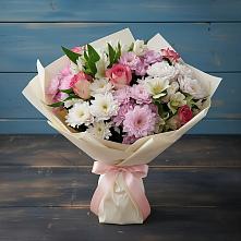 Букет цветов из:  Хризантемы, Альстромерии и Розы в Ишиме