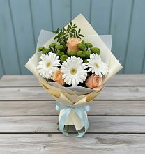 Букет цветов из:  Герберы, Розы и Хризантемы в Ишиме